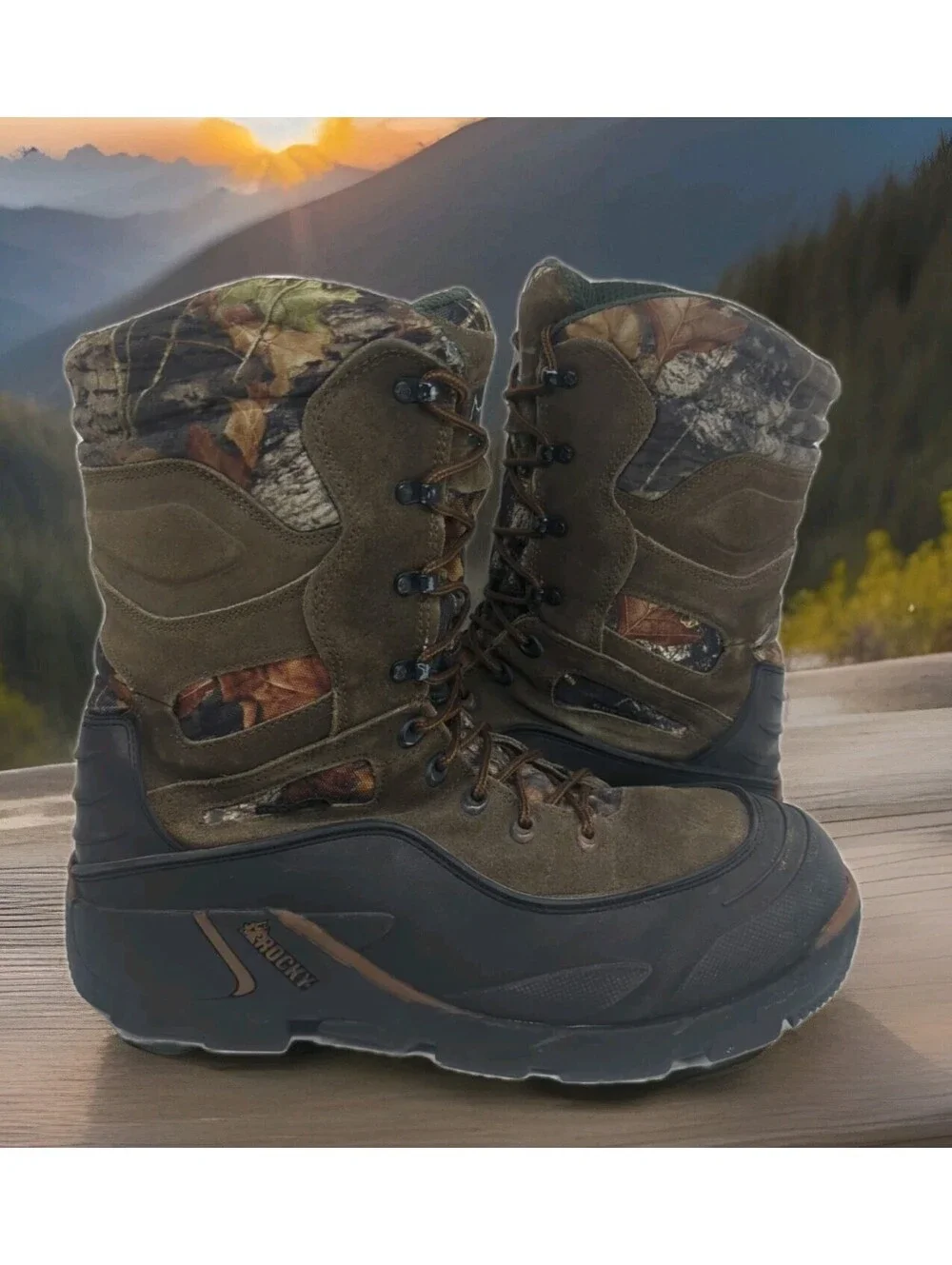 Rocky Blizzard Stalker Hunting Boots Waterproof 1200G Thinsulate 9” Camo Mens 13